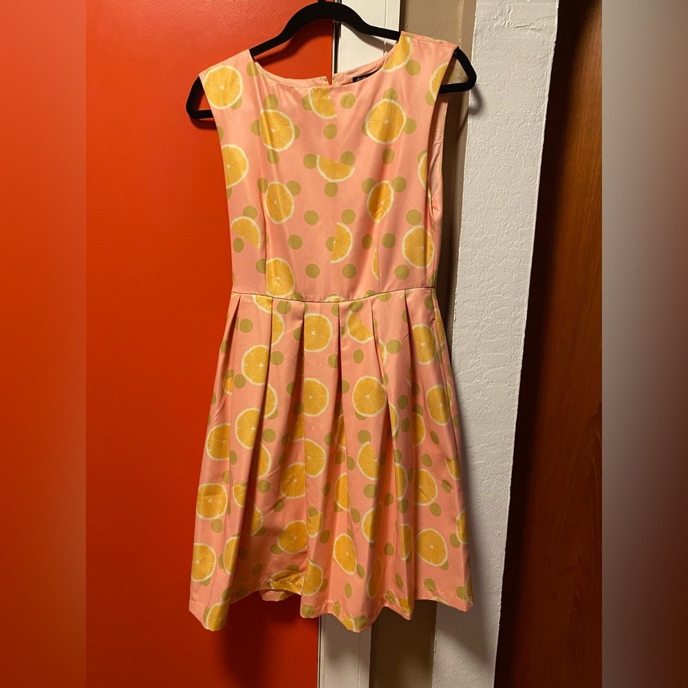 ModCloth Anthropologie Dear Creatures Pink Lemon Print Dress